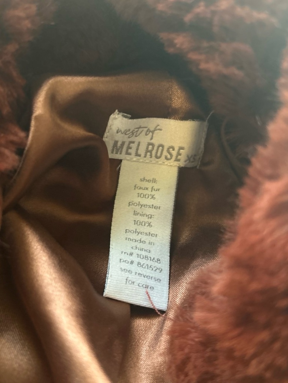 Plush Faux Fur Bomber Jacket - Rust Brown - Picture 7 of 7